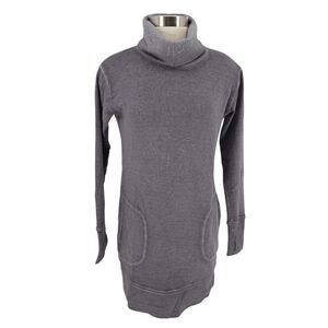Athleta Eco Wash Tunic Shirt Dress Gray Long Sleeve Cowl Turtleneck Athletic XS